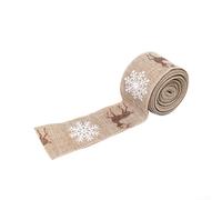 Nastro decorativo in lino per albero di Natale con elementi invernali per uso creativo, 2 m di lunghezza (colore primario fiocco di neve)