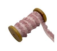 Nastro decorativo in pizzo elasticizzato vintage, 15 yard, in pizzo piegato, con volant increspato, in chiffon, per cucito, artigianato, matrimoni, feste, 2 cm, rosa antico