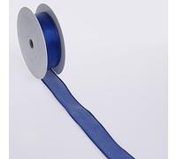 Nastro Decorativo in Seta con Bordo in Filo Metallico - Blu Scuro - 25 mm - 20 m - 43222 25 72 (0,81 €/m)