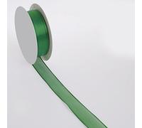 Nastro Decorativo in Seta con Bordo in Filo Metallico - Verde Scuro - 25 mm - 20 m - 43222 25 69 (0,81 €/m)