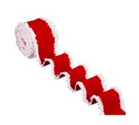 Nastro decorativo in velluto rosso e bianco per artigianato festivo, per avvolgere e progetti di decorazione di alberi, progettato per una facile manipolazione e un uso duraturo (1 m)