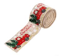 Nastro decorativo per albero di Natale, lungo 5 m, in finto lino, per decorazioni natalizie, design festivo rosso e verde, larghezza 5 cm, rotolo continuo (B)