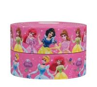 Nastro decorativo per torte di compleanno, 2 m x 22 mm di larghezza, rosa chiaro, principessa Belle, Jasmine, Aurora, Ariel, per decorare torte di compleanno, idee per regali, fiocchi o scatole da