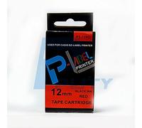 Nastro di alta qualità compatibile con etichette Casio EZ-Label Printer Tape12mm 1/2''x26ft Nero su rosso.