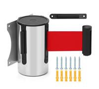 Nastro di Bloccaggio Retrattile 5M Barriera a Nastro Retrattile con Alloggiamento a Parete Barriera Estensibile Funzione di Blocco Automatico, Nastro non Passare per Controllo Folla Durante Gli Eventi