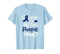 Nastro di consapevolezza del Cancro del Colon Blu Scuro Poopie Testa chemio Maglietta