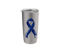 Nastro di consapevolezza del cancro del colon Blu scuro Survivor Lotta chemio Bicchiere termico in acciaio inox doppia parete