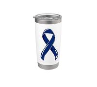 Nastro di consapevolezza del cancro del colon Blu scuro Survivor Lotta chemio Bicchiere termico in acciaio inox doppia parete