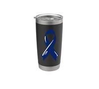 Nastro di consapevolezza del cancro del colon Chemo blu scuro combattente Bicchiere termico in acciaio inox doppia parete