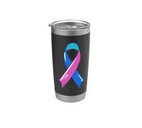 Nastro di consapevolezza del cancro della tiroide Blu Rosa Teal Fighter Chemo Bicchiere termico in acciaio inox doppia parete