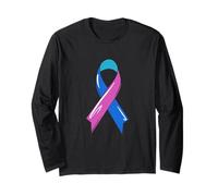 Nastro di consapevolezza del Cancro della tiroide Blu Rosa Teal Fighter Chemo Maglia a Manica