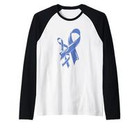 Nastro di consapevolezza del Cancro esofageo Blue Fighter Chemo Maglia con Maniche Raglan