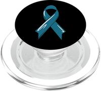 Nastro di consapevolezza del cancro ovarico Teal Survivor Fighter Chemo PopSockets PopGrip per MagSafe