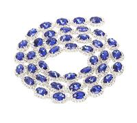 Nastro di da 1 metro, catena con nappa, larghezza 1,5 cm, forma ovale, bordo con frange di per artigianato, cucito, decorazione di stoffa, blu