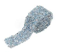 Nastro di di Cristallo, Rotolo di Maglia del Diamante di 30mm Rotolo per Abiti Ballo Cinturaclip Capelli Applique della Cintura Decorazione del Partito 1 Yard(Azzurro)