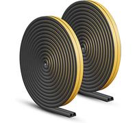 Nastro di Esclusione Della Corrente D'aria per la Finestra Della porta Nastro di Schiuma Autoadesivo Striscia di Isolamento Striscia Meteo 9mm X 6mm X 5M, 4 Guarnizioni Totale 20M, Nero