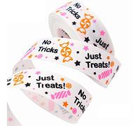 Nastro di filo artigianale, Nastri con bordo rinforzato for Halloween, 100 iarde, 3/8-7/8″, confezione regalo a tema Halloween(B,10yard)