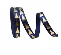 Nastro di filo artigianale, Nastro natalizio in raso da 10-50 iarde, nastri natalizi for confezioni regalo, scena festiva(E,50yard)