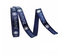 Nastro di filo artigianale, Nastro natalizio in raso da 10-50 iarde, nastri natalizi for confezioni regalo, scena festiva(A,10yard)