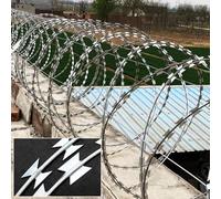 Nastro di filo spinato a doppia spirale per sicurezza commerciale e residenziale, repellente per insetti, da giardino,Nastro di filo spinato zincato, adatto per cortile, fattoria e fabbrica.(Stainless