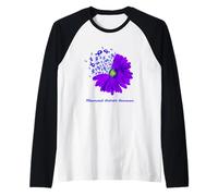 Nastro di Girasole Blu Viola per la consapevolezza dell'artrite reumatoide Maglia con Maniche Raglan