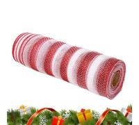 Nastro di Natale 26 cm x 9,14 metri di rete a strisce per decorazioni | Nastro per Lavoretti e Hobby Fai da Te per albero di Natale, ghirlanda, bouquet floreale, creazione fiocchi