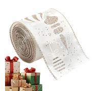Nastro di Natale 6,5 ft | Vesti artigianali di cinguetta a colori di champagne per avvolgimento regalo per le vacanze, decorazione attuale, albero, prua, ghirlanda e bouquet di fiori | Nastro stagiona
