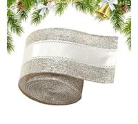 Nastro di Natale 6,5 ft | Vesti artigianali di cinguetta a colori di champagne per avvolgimento regalo per le vacanze, decorazione attuale, albero, prua, ghirlanda e bouquet di fiori | Nastro stagiona