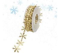 Nastro Di Neve Con Paillettes - Bordo In Rilievo Argento-oro Glitterato, Applicazione Fiocco Di Neve In Feltro, Rotolo Decorativo, Lunghi Dieci Metri | Brillante Con Idee Decorative Festive Per