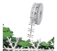Nastro Di Neve Con Paillettes - Bordo In Rilievo Argento-oro Glitterato, Applicazione Fiocco Di Neve In Feltro, Rotolo Decorativo, Lunghi Dieci Metri | Brillante Con Idee Decorative Festive Per
