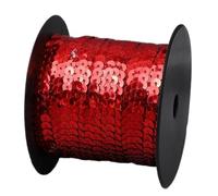 Nastro di paillettes, Nastro con paillettes sciolte circolari in PVC, larghezza 6 mm, multicolore, 5-100 iarde(Red,100Yards)