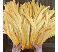 Nastro di piume coda, frange, 100 pezzi grezze code pennacchi decorazioni for la casa artigianato centrotavola for feste matrimonio accessori(Gold Yellow)