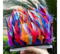 Nastro di piume di gallo lungo 1/5/10 m, 4-6 pollici, frange di piume colorate, accessori decorativi per abiti da sposa, decorazioni con piume, miscela di colori 29-1 m