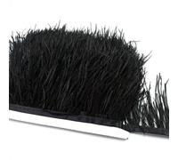 Nastro di piume di struzzo naturale, 8-10 cm, 2 m, per matrimoni, artigianato, fai da te, per feste, cucito, abbigliamento, decorazioni, nero