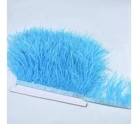 Nastro di piume di struzzo naturale, 8-10 cm, 2 m, per matrimoni, decorazioni fai da te, per cucito, feste, abbigliamento, piume, nastro di pizzo, blu