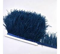 Nastro di piume di struzzo naturale da 8-10 cm, 2 m, bellissime piume da matrimonio, nastri di pizzo, artigianato fai da te, decorazioni per abiti da cucito e feste, blu navy