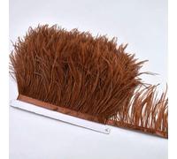 Nastro di piume di struzzo naturale da 8-10 cm, 2 m, bellissime piume da matrimonio, nastri di pizzo, artigianato fai da te, piume per feste, cucito, decorazioni per abbigliamento - Rosso-marrone