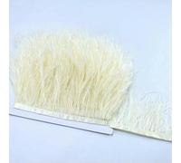 Nastro di piume di struzzo naturale da 8-10 cm, 2 m, bellissime piume da matrimonio, nastri di pizzo, artigianato fai da te, decorazioni per abiti da cucito e feste, crema