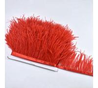 Nastro di piume di struzzo naturale da 8-10 cm, 2 m, bellissime piume da matrimonio, nastri di pizzo, decorazioni fai da te per feste, cucito, abbigliamento - Rosso