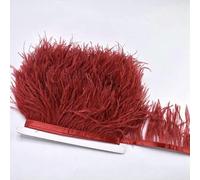 Nastro di piume di struzzo naturale da 8-10 cm, 2 m, per matrimoni, artigianato, fai da te, per feste, cucito, abbigliamento, decorazioni, rosso vino