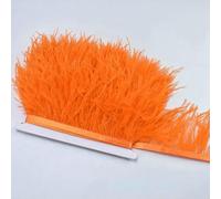 Nastro di piume di struzzo naturale da 8-10 cm, 2 m, per matrimoni, artigianato, fai da te, per feste, cucito, abbigliamento, decorazioni - arancione