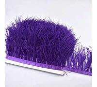 Nastro di piume di struzzo naturale da 8-10 cm, 2 m, per matrimoni, fai da te, per cucire, decorazioni per abiti, piume per feste, viola
