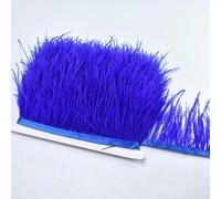 Nastro di piume di struzzo naturale da 8-10 cm, 2 m, per matrimoni, fai da te, per cucito, decorazioni per abiti, piume per feste, blu e