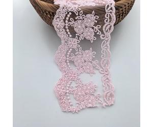 Nastro di pizzo, delicato nastro a corona per lavori di cucito e applicazioni decorative per abiti da sposa, larghezza 8,4 cm, 4,6 m/lotto (rosa)
