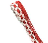Nastro di pizzo， Pizzo 2 iarde/lotto 25 mm cotone pizzo ricamato tessuto da cucito fai da te artigianato fatto a mano for abbigliamento borsa decorazione matrimonio(Red)