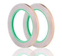 Nastro di Rame Conduttivo,2 Pezzi Foglio Rame Adesivo con Doppia Faccia,Nastro Elettrico Conduttivo per Schermatura EMI,Chitarra,Riparazioni Elettriche,Messa a Terra,Repellente per Lumache,20m*6mm