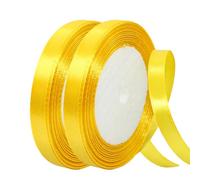 Nastro di Raso 10mm Oro Giallo, 44 Metri Nastro Doppio Raso per Artigianato, Natale, Decorazioni, Confezioni Regalo, Feste di Compleanno, Matrimoni, Bomboniere