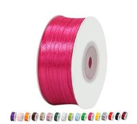 Nastro di Raso 3mm Rosso Rosa, 92 Metri Nastro Doppio Raso per Artigianato, Natale, Decorazioni, Confezioni Regalo, Feste di Compleanno, Matrimoni, Bomboniere