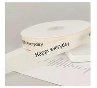 Nastro di raso beige da 35 yard, 2 cm, Just for You Happy Birthday I Love You, nastro decorativo in tessuto per matrimonio, fiori, confezione regalo