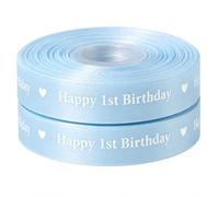 Nastro di raso blu Happy 1st Birthday 25 mm x 2 m - per confezioni regalo e